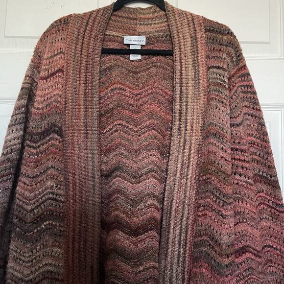 Catherines Loose Knit Chunky Open Front Cardigan Size 3X Boho Hippie - Picture 4 of 5